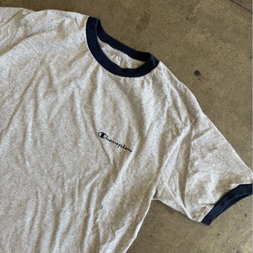 Champion Heather Gray Ringer Tee M - Picture 2 of 4
